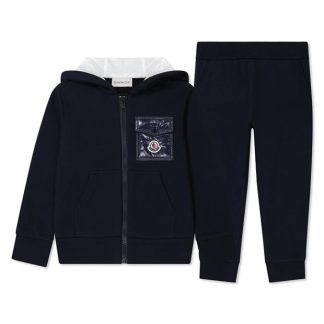 MONCLER Logo Tracksuit Set Kids Clothing Sets Navy 778 for sale