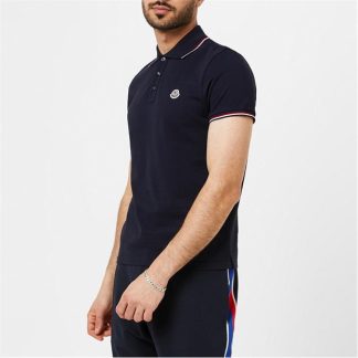 MONCLER Maglia Polo Shirt Men Short Sleeve Polos Blue 77X for sale