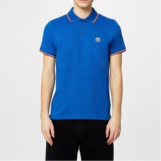 MONCLER Maglia Polo Shirt Men Short Sleeve Polos Blue 793 for sale