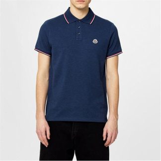 MONCLER Maglia Polo Shirt Men Short Sleeve Polos Blue 795 for sale