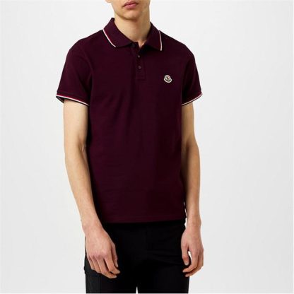 MONCLER Maglia Polo Shirt Men Short Sleeve Polos Burgundy 499 for sale