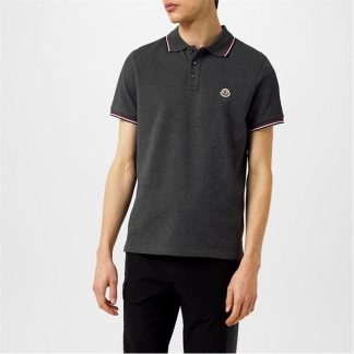 MONCLER Maglia Polo Shirt Men Short Sleeve Polos Dark Grey 989 for sale