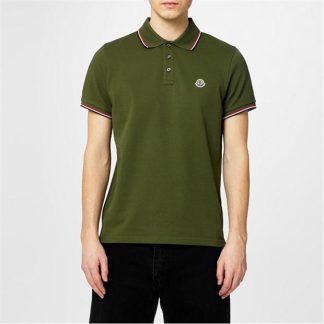 MONCLER Maglia Polo Shirt Men Short Sleeve Polos Dk Green 876 for sale