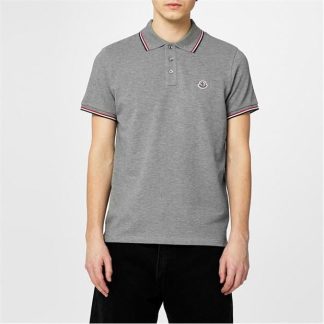 MONCLER Maglia Polo Shirt Men Short Sleeve Polos Light Grey 984 for sale