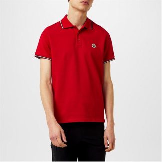 MONCLER Maglia Polo Shirt Men Short Sleeve Polos New Red 455 for sale