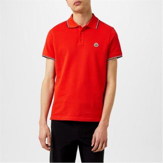 MONCLER Maglia Polo Shirt Men Short Sleeve Polos Orange 389 for sale