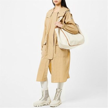 MONCLER Matte Nylon Parka Women Beige 20X  for sale