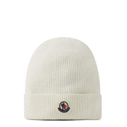 MONCLER Moncler Badge Beanie Jn34 Unisex Beanies Cream 034 for sale