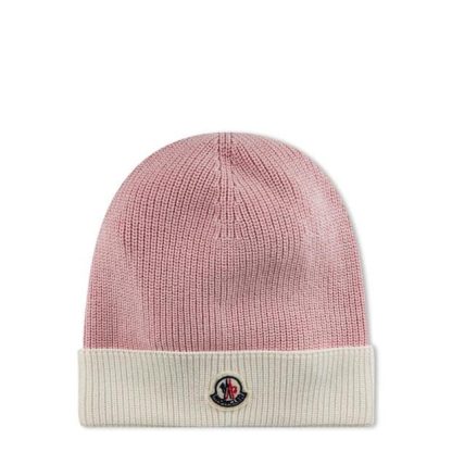 MONCLER Moncler Badge Beanie Jn34 Women White/Pink P05  for sale