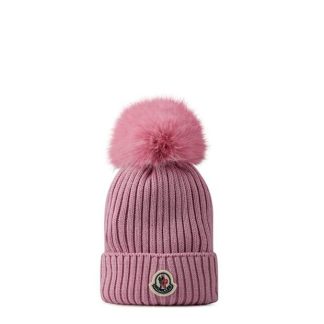 MONCLER Moncler Knit Hat Jn34 Unisex Bobble Hats Pale Pink 51F for sale