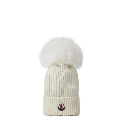 MONCLER Moncler Knit Hat Jn34 Unisex Bobble Hats White 030 for sale