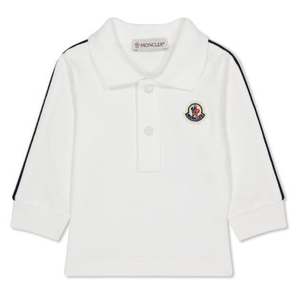 MONCLER Moncler LS Lgo Polo In44 Kids Long Sleeve Polos White 034 for sale