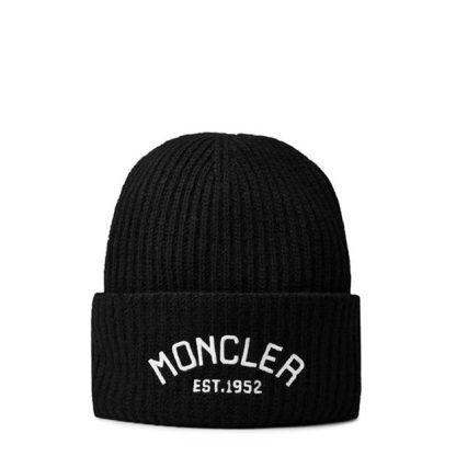 MONCLER Moncler Logo Beanie Jn44 Unisex Beanies Black 999 for sale