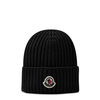 MONCLER Moncler Logo Beanie Jn44 Unisex Beanies Black 999 for sale