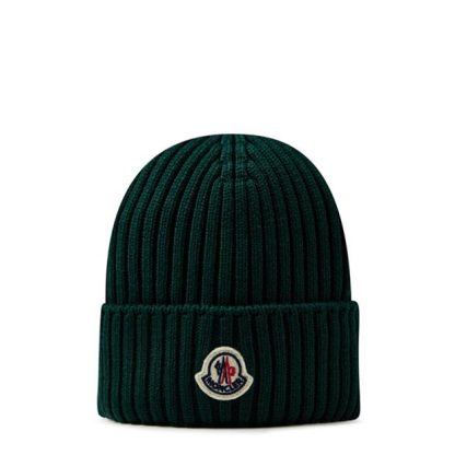 MONCLER Moncler Logo Beanie Jn44 Unisex Beanies Green 870 for sale