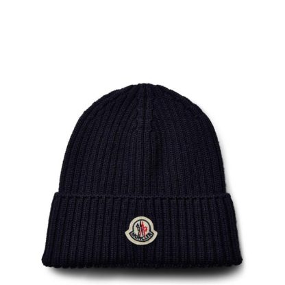 MONCLER Moncler Logo Hat Jn34 Unisex Beanies Navy 742 for sale