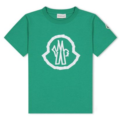 MONCLER Moncler Logo Tee Jn42 Kids Regular Fit T-Shirts Green 845 for sale