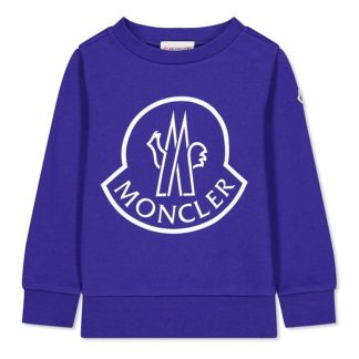 MONCLER Moncler Lrg Lgo Swt Jn44 Kids Crew Sweaters Blue 758 for sale