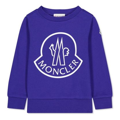 MONCLER Moncler Lrg Lgo Swt Jn44 Kids Crew Sweaters Blue 758 for sale