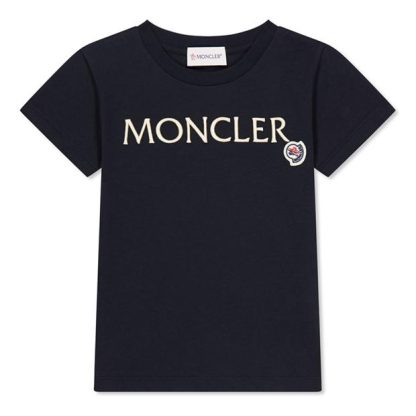 MONCLER Moncler Lrg Lgo Tee Jn44 Kids Regular Fit T-Shirts Black 999 for sale