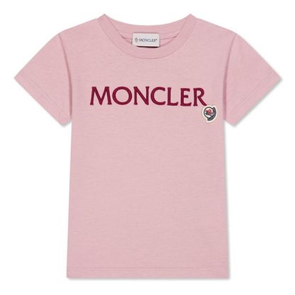 MONCLER Moncler Lrg Lgo Tee Jn44 Kids Regular Fit T-Shirts Pink 500 for sale