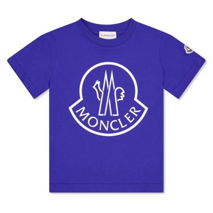 MONCLER Moncler Lrg Logo Tee Jn44 Kids Regular Fit T-Shirts Blue 758 for sale