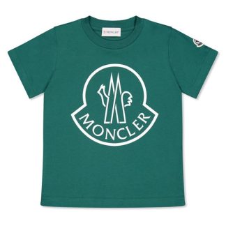 MONCLER Moncler Lrg Logo Tee Jn44 Kids Regular Fit T-Shirts Green 866 for sale