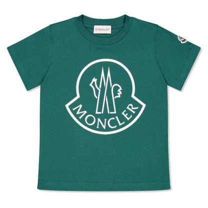 MONCLER Moncler Lrg Logo Tee Jn44 Kids Regular Fit T-Shirts Green 866 for sale