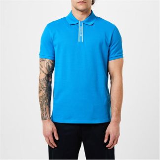 MONCLER Moncler Placket Logo Sn43 Men Short Sleeve Polos Light Blue 72I for sale