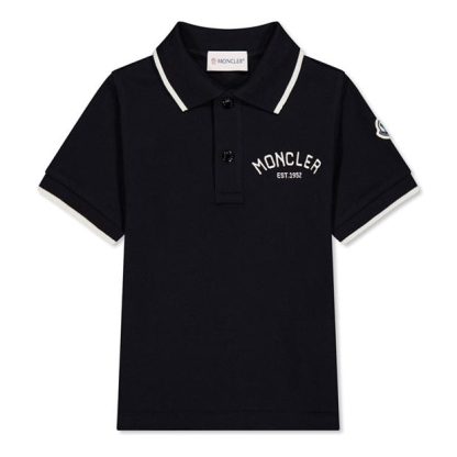 MONCLER Moncler SS Logo Polo Jn44 Kids Short Sleeve Polos Black 999 for sale