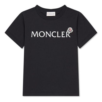 MONCLER Moncler SS Logo Tee Jn44 Kids Regular Fit T-Shirts Black 999 for sale