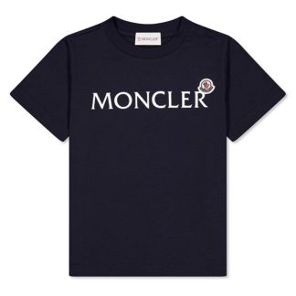 MONCLER Moncler SS Logo Tee Jn44 Kids Regular Fit T-Shirts Navy 778 for sale