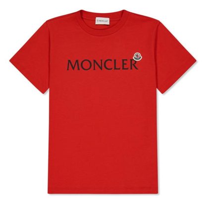 MONCLER Moncler SS Logo Tee Jn44 Kids Regular Fit T-Shirts Red 365 for sale