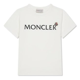 MONCLER Moncler SS Logo Tee Jn44 Kids Regular Fit T-Shirts White 034 for sale