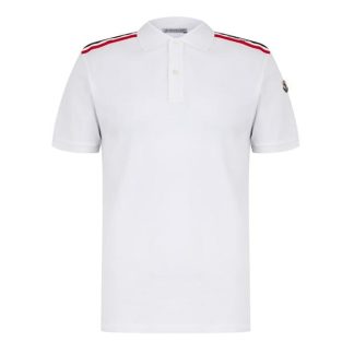 MONCLER Moncler ShoulderLogo Sn43 Men Short Sleeve Polos White 002 for sale