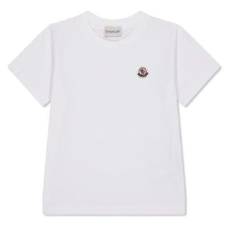 MONCLER Moncler Smll Lgo Tee Jn44 Kids Regular Fit T-Shirts White 001 for sale