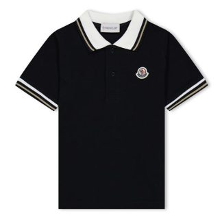 MONCLER Moncler Stripe Jn43 Kids Short Sleeve Polos Black 999 for sale