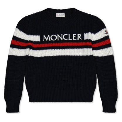 MONCLER Moncler Stripe Knit Jn34 Kids Navy F70  for sale