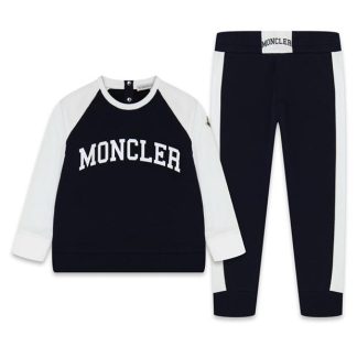 MONCLER Moncler Varsity TkSu In34 Kids Fleece Tracksuits White/Navy F71 for sale