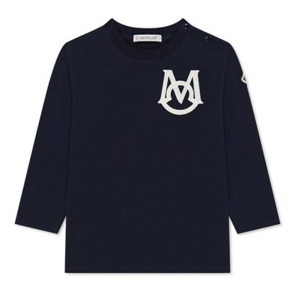 MONCLER Monogrammed T-Shirt Infant Boys Kids Long Sleeve T-Shirts Blue 778 for sale