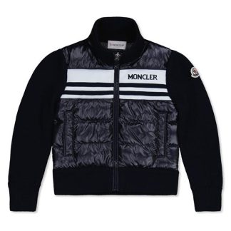 MONCLER Padded Wool Cardigan Boys Kids Navy P70  for sale