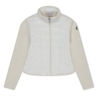 MONCLER Padded Wool Zip Up Cardigan Junior Girls Kids White 035  for sale