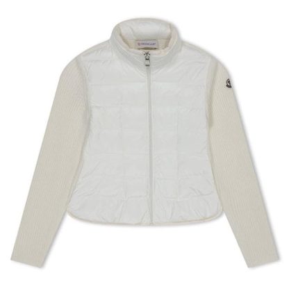 MONCLER Padded Wool Zip Up Cardigan Junior Girls Kids White 035  for sale