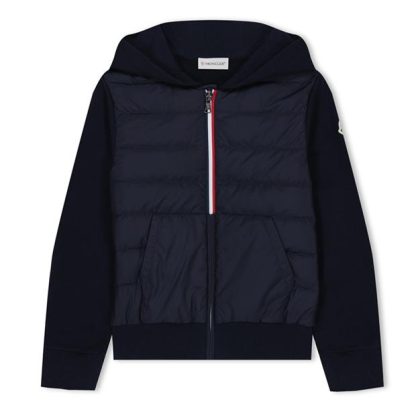 MONCLER Padded Zip Up Hoodie Junior Kids Navy 778  for sale