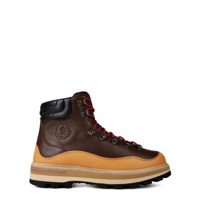 MONCLER Peka Trek Leather Hiking Boots Men Hiker Boots Tan P39 for sale