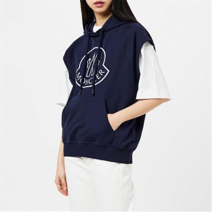 MONCLER Printed Logo Hoodie Women Navy 76H  for sale