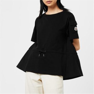 MONCLER Ruche T Shirt Women Regular Fit T-Shirts Black 999 for sale