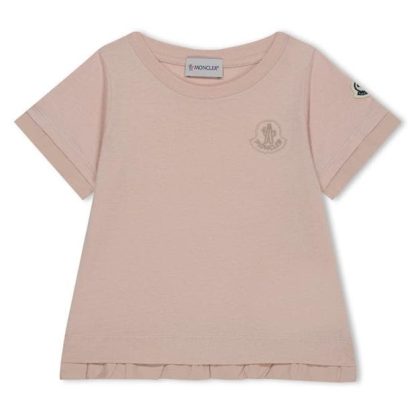 MONCLER Ruffled T-Shirt Juniors Kids Regular Fit T-Shirts Light Pink 514 for sale