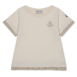 MONCLER Ruffled T-Shirt Juniors Kids Regular Fit T-Shirts White 050 for sale