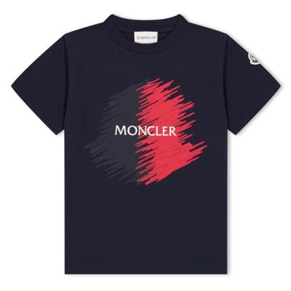 MONCLER Scribble Short-Sleeve T-Shirt Kids Regular Fit T-Shirts Navy 778 for sale